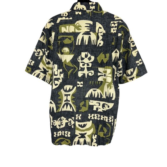Quiksilver Mens Short Sleeve Hawaiian Shirt Size Large L Gray Tribal Hawaiian EU - Picture 5 of 8